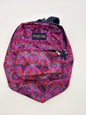 Jansport Purple and Pink Chevron Pattern Backpack